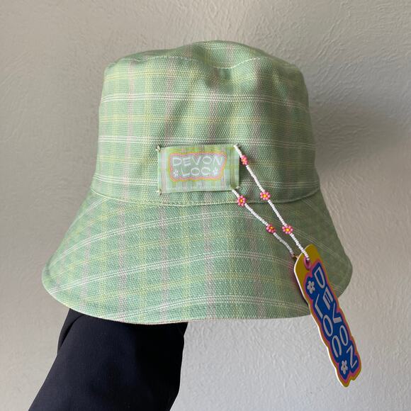 NWT Lack of Color x Devon Lee Carlson Green Plaid DIY Bucket Hat Reversible 2021 - Picture 1 of 11